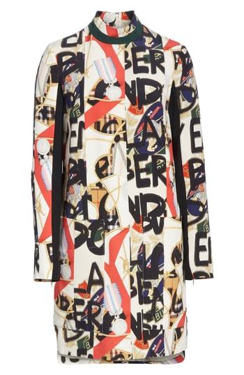 Women's Burberry Zoya Graffiti Archive Print Silk & Wool Dress Us / 38 It - Ivory