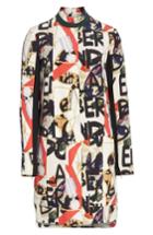 Women's Burberry Zoya Graffiti Archive Print Silk & Wool Dress Us / 38 It - Ivory