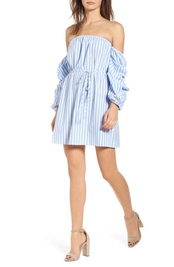 Women's Speechless Off The Shoulder Stripe Minidress - White
