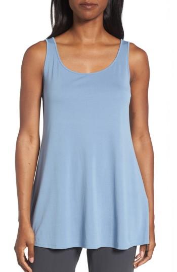 Women's Eileen Fisher Long Silk Tank, Size - Blue