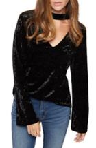 Women's Sanctuary Velvet Mock Choker Top - Black