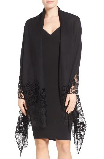 Women's Janavi Lace Cashmere Shawl, Size - Black