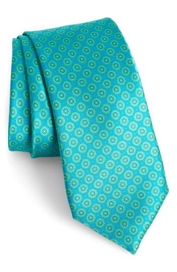 Men's Nordstrom Men's Shop Mini Medallion Silk Tie, Size - Blue/green