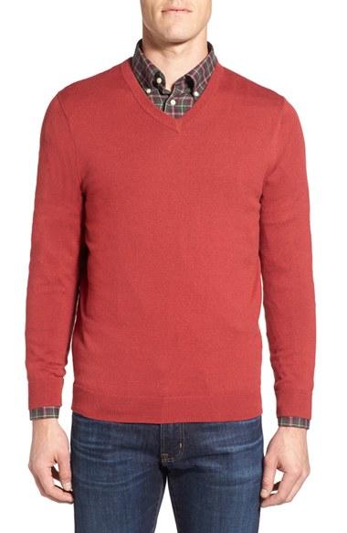 Men's Nordstrom Men's Shop Cotton & Cashmere V-neck Sweater - Red