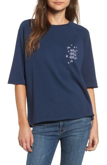 Women's South Parade Girls Girls Girls Embroidered Sweatshirt - Blue