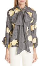 Women's Vince Mixed Media Pullover Silk Blouse