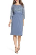 Women's Alex Evenings Knot Front Mixed Media Sheath Dress