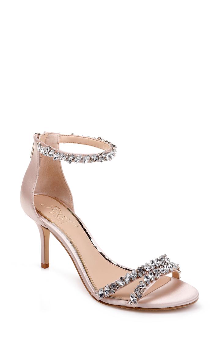 Women's Jewel Badgley Mischka Darlene Embellished Ankle Strap Sandal .5 M - Pink