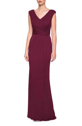Women's La Femme Fitted Jersey Gown - Red