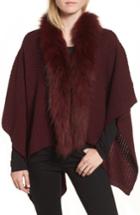 Women's Linda Richards Genuine Raccoon Fur Trim Wrap, Size - Red