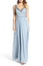 Women's Adrianna Papell V-neck Embroidered Bodice Gown - Blue