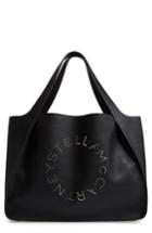 Stella Mccartney Small Logo Faux Leather Tote - Black