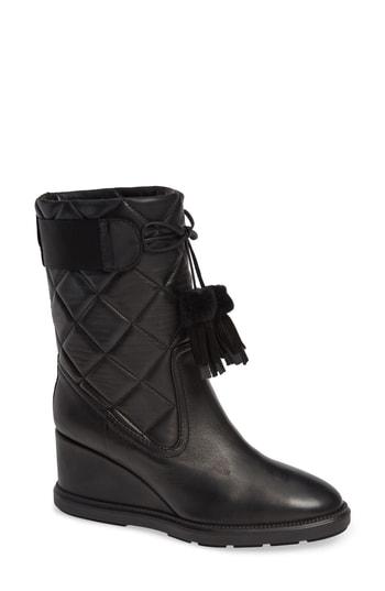 Women's Aquatalia Caliana Weatherproof Genuine Shearling Lined Boot .5 M - Black