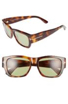 Women's Tom Ford 'stephen' 54mm Retro Sunglasses - Dark Havana/ Green