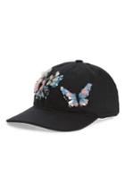 Women's Valentino Butterflies Baseball Cap - Black