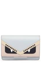 Women's Fendi Tube Monster Leather Wallet On A Chain - Grey