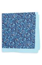 Men's Nordstrom Men's Shop Graffiti Floral Cotton Pocket Square, Size - Blue