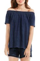 Women's Two By Vince Camuto Stripe Jersey Off The Shoulder Top - Blue