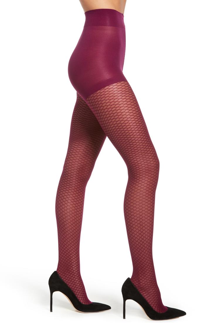 Women's Dkny Diamond Tights, Size - Burgundy