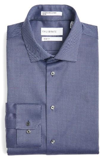 Men's Calibrate Trim Fit Non-iron Stretch Dot Dress Shirt