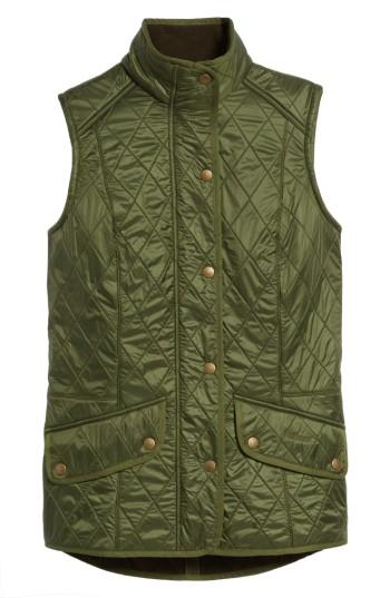 Women's Barbour 'cavalry' Quilted Vest Us / 10 Uk - Green