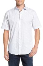 Men's Bugatchi Classic Fit Print Short Sleeve Sport Shirt - White