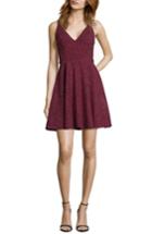 Women's Xscape Glitter V-neck Party Dress - Burgundy