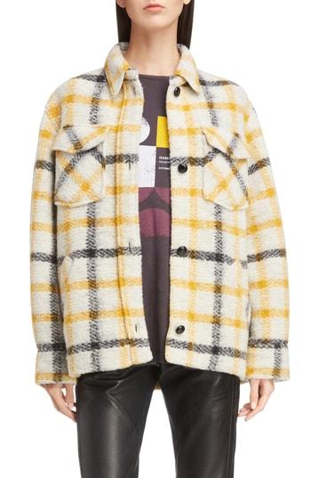 Women's Isabel Marant Etoile Gast Check Wool Blend Jacket Us / 36 Fr - Beige