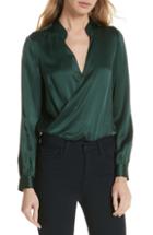 Women's L'agence Marcella Silk Charmeuse Bodysuit - Green