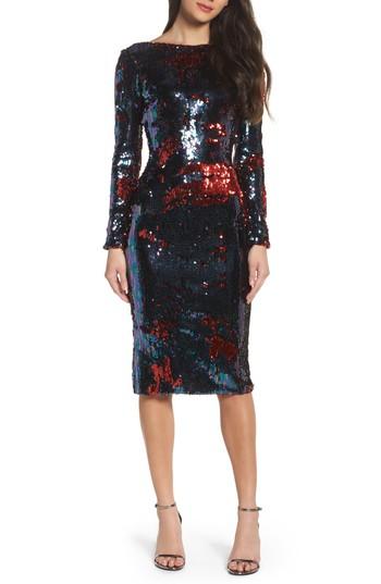 Women's Dress The Population Emery Scoop Back Sequin Body-con Dress - Blue