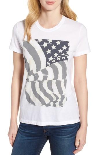 Women's Lucky Brand Ruched Back Flag Tee - White