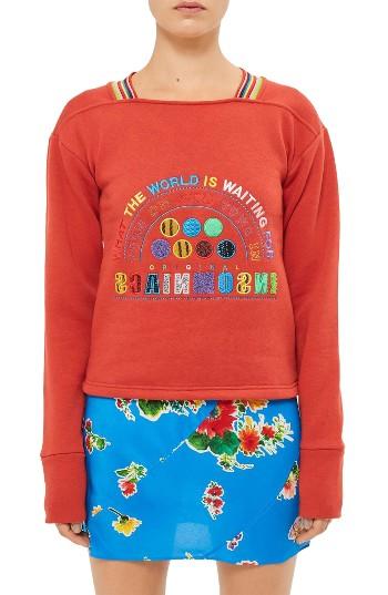 Women's Topshop Unique Northside Sweatshirt Us (fits Like 0-2) - Red