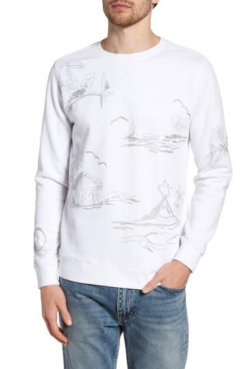 Men's Bonobos Slim Fit Chain Stitch Crewneck Sweatshirt - White