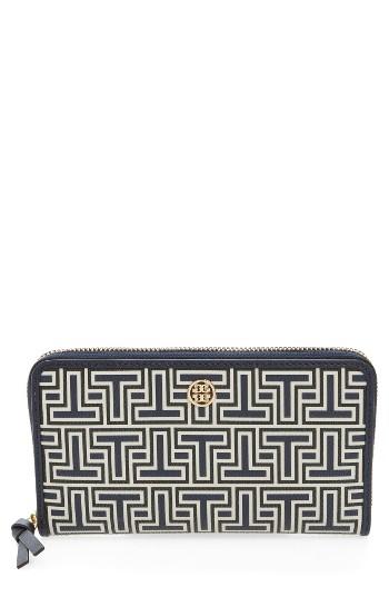 Women's Tory Burch Parker Geo-t Zip Faux Leather Card Case -