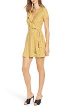 Women's Speechless Stripe Ruffle Wrap Dress - Yellow