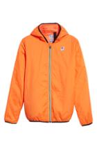 Men's K-way Le Vrai 3.0 Claude Light Warm Water Resistant Hooded Windbreaker - Orange