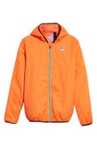 Men's K-way Le Vrai 3.0 Claude Light Warm Water Resistant Hooded Windbreaker - Orange