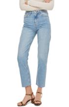 Women's Topshop Raw Hem Straight Leg Jeans W X 30l (fits Like 25-26w) - Blue