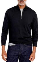 Men's J.crew Half Zip Merino Wool Sweater - Black