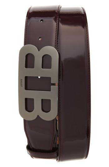 Men's Bally Mirror Buckle Leather Belt - Dark Red
