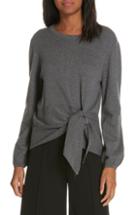Women's Milly Tie Front Balloon Sleeve Sweater - Grey