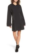Women's Bp. Corset Hoodie Sweatshirt Dress, Size - Black