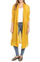 Women's Press Tissue Knit Longline Cardigan - Yellow