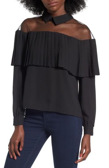 Women's Leith Mesh Ruffle Top - Black