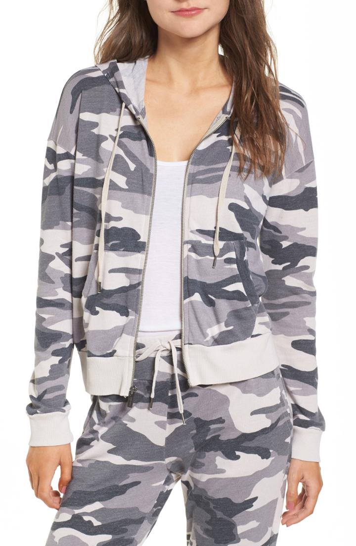 Women's Splendid Active Camo Zip Hoodie, Size - Green