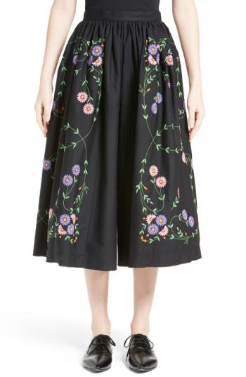 Women's Tricot Comme Des Garcons Embroidered Wide Leg Pants - Black