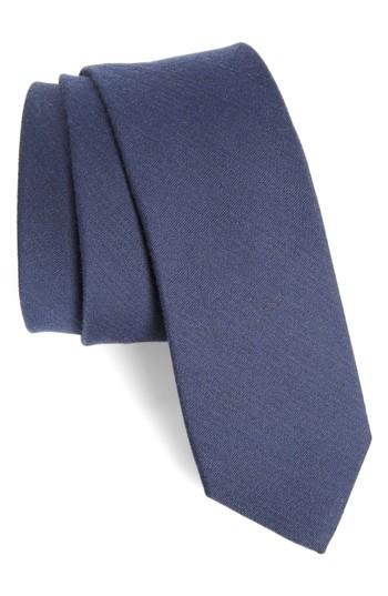Men's The Tie Bar Solid Wool Blend Skinny Tie, Size - Blue