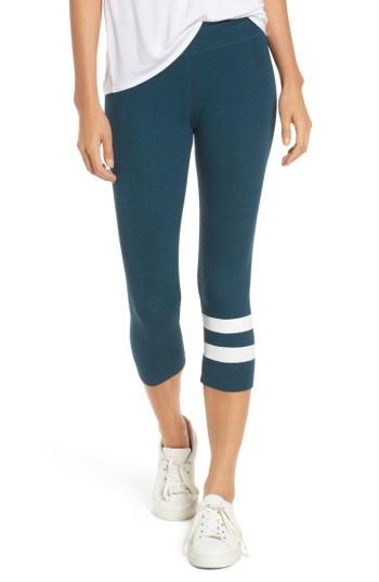 Women's Sundry Stripe Capri Leggings - Blue/green