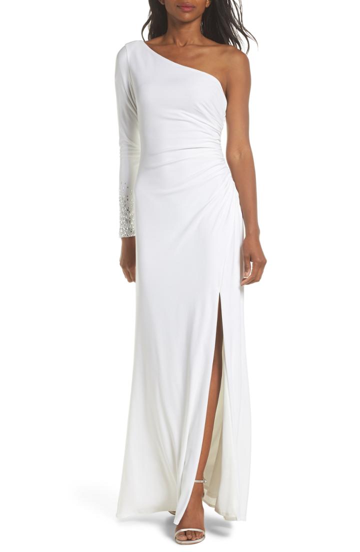 Women's Vince Camuto One-sleeve Side Ruched Evening Dress