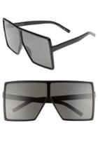 Women's Saint Laurent Betty 68mm Square Sunglasses - Black/ Grey
